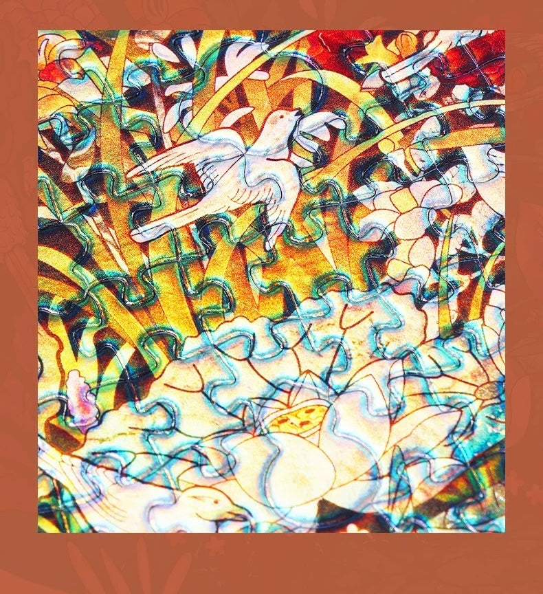 TOI | 198 Pieces | Gourd Fu Lu Mother-of-Pearl Puzzle with Frame 福禄安康镭射款带框
