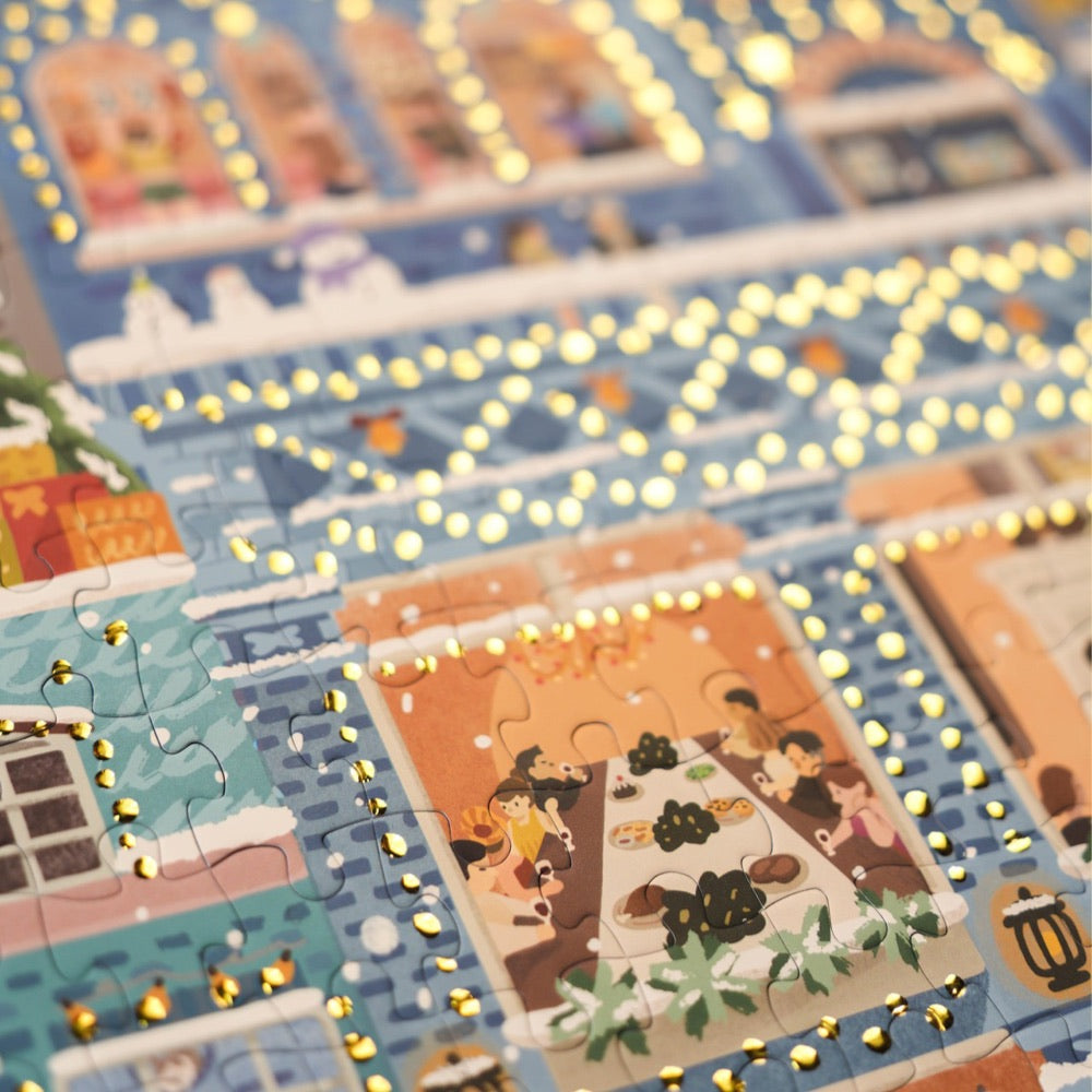 YouthWill | 500 Pieces | Merry Snowy Night Foil Puzzle