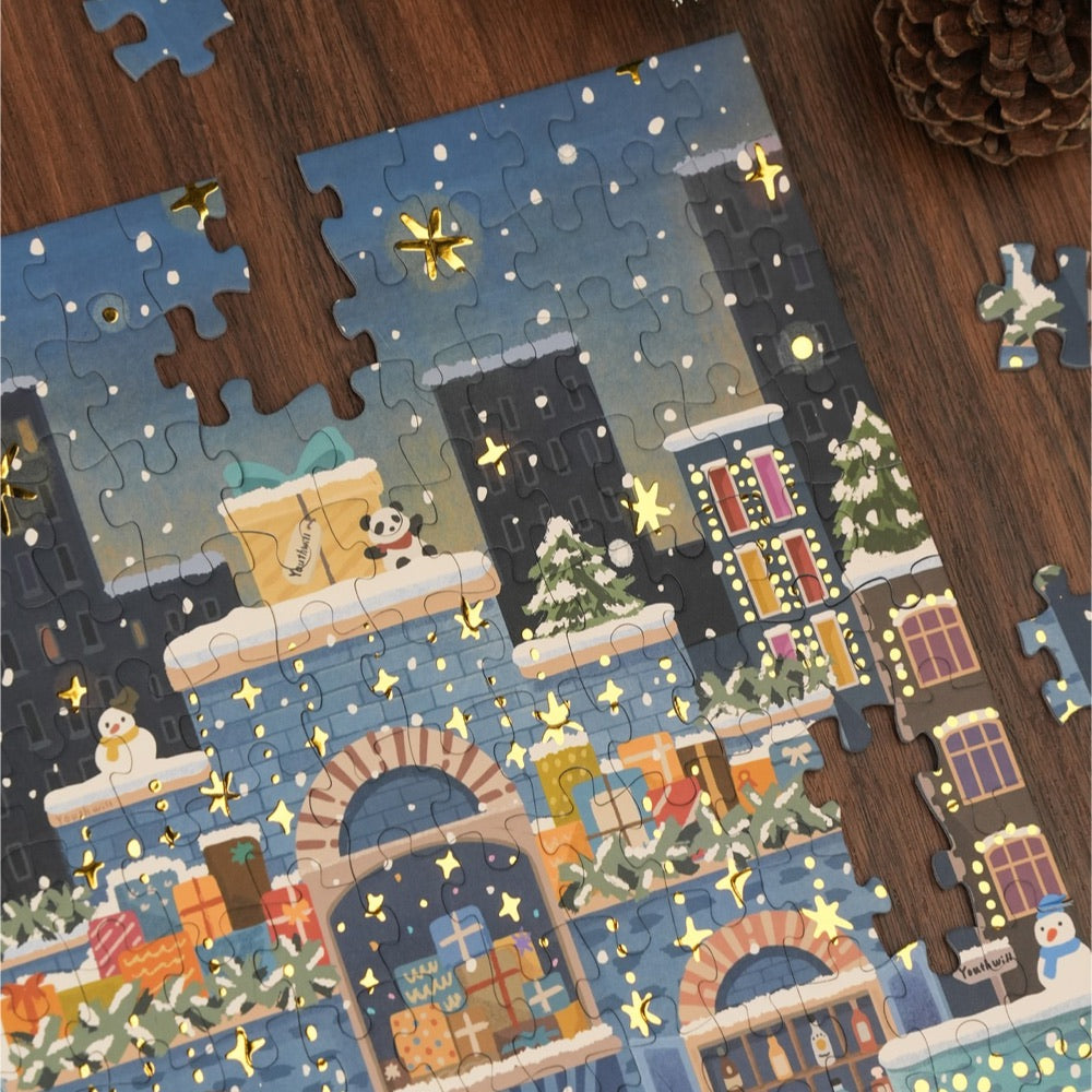 YouthWill | 500 Pieces | Merry Snowy Night Foil Puzzle