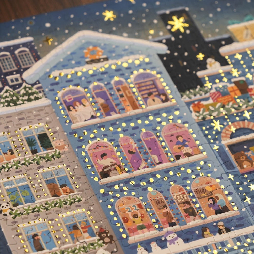 YouthWill | 500 Pieces | Merry Snowy Night Foil Puzzle