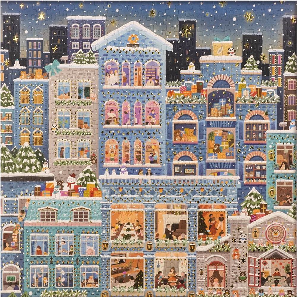 YouthWill | 500 Pieces | Merry Snowy Night Foil Puzzle
