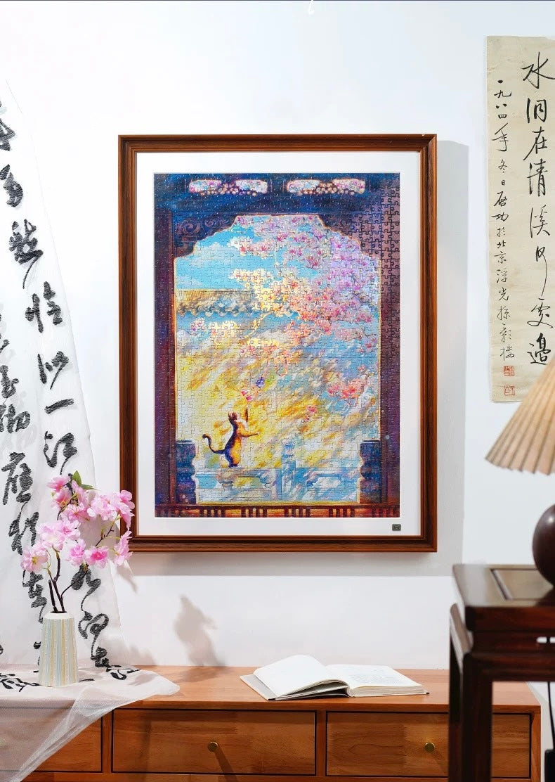 TOI | 1000 Pieces | Magnolia Tree & Cat-Holographic Finish 兰窗絮语镭射款