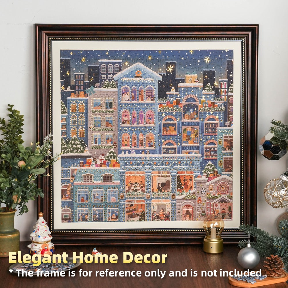YouthWill | 500 Pieces | Merry Snowy Night Foil Puzzle