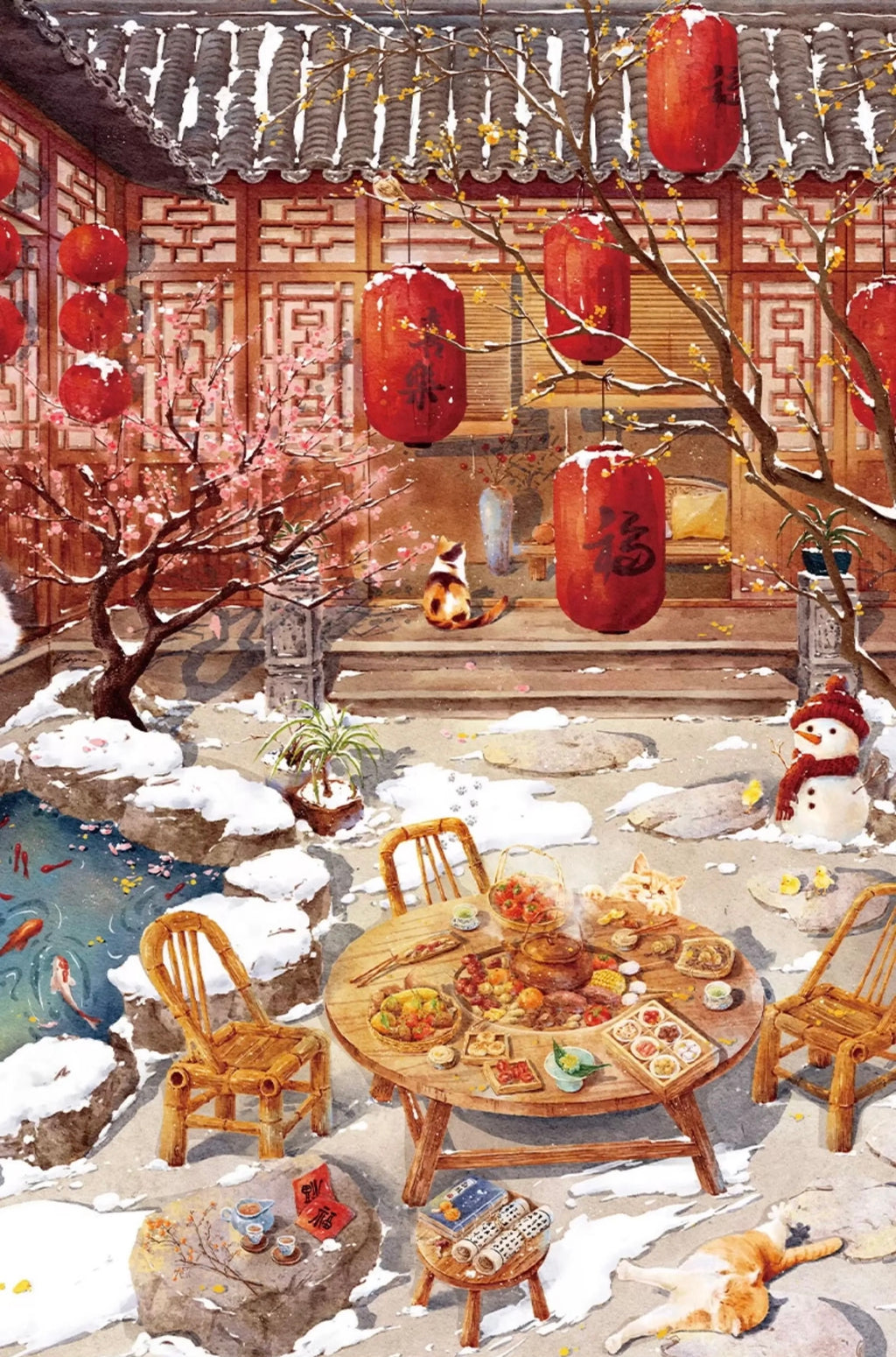 TOI | 1000 Pieces | Winter in Courtyard 国风小院冬-寒梅煮雪
