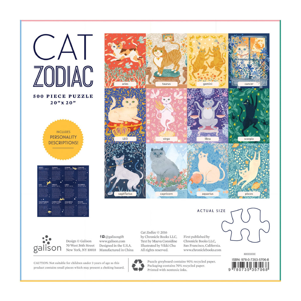 Galison | 500 Pieces |  Cat Zodiac Puzzle