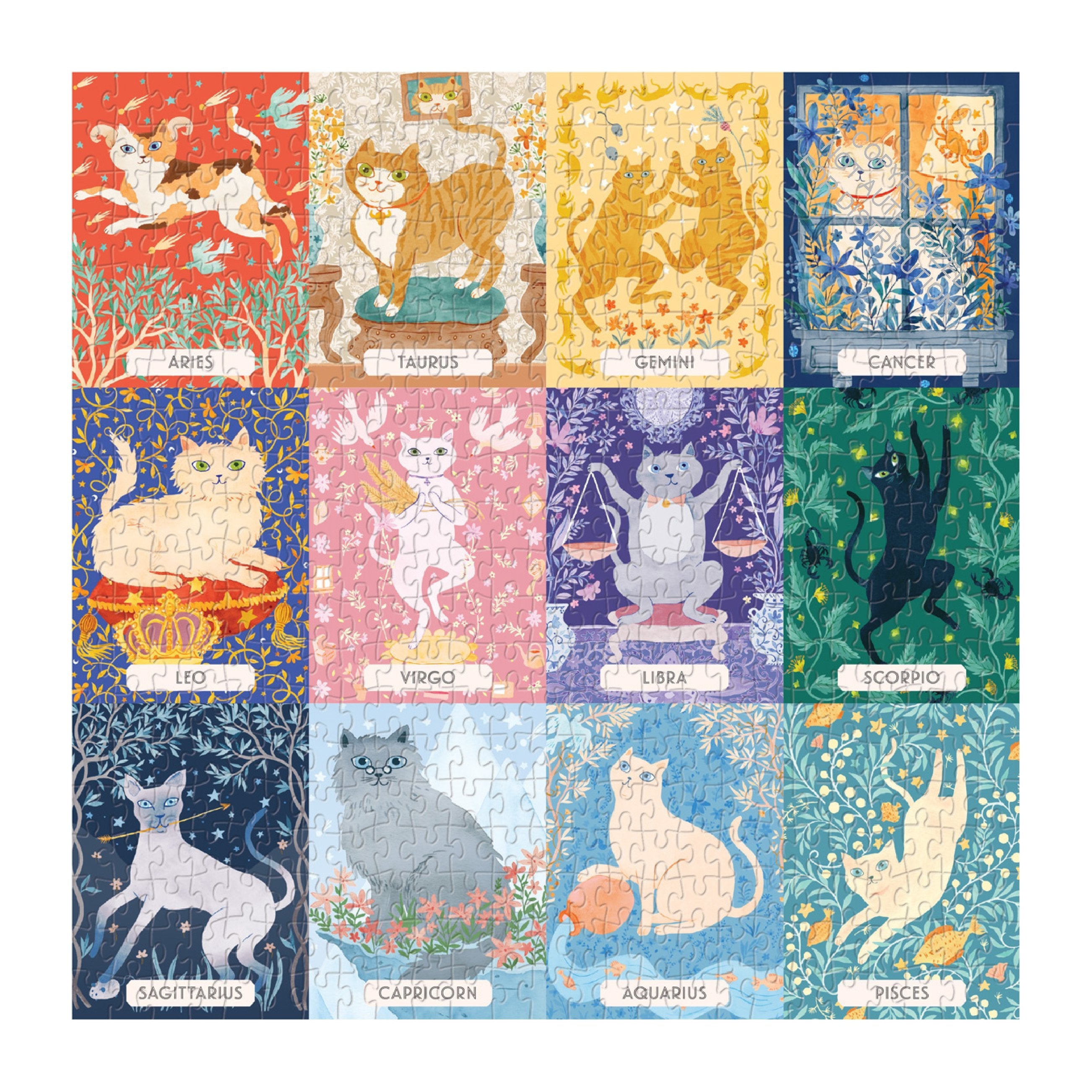 Galison | 500 Pieces |  Cat Zodiac Puzzle