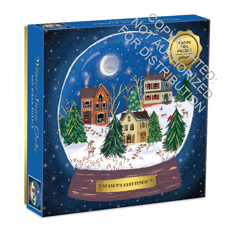 Galison | 500 Pieces | Winter Snow Globe Foil Puzzle