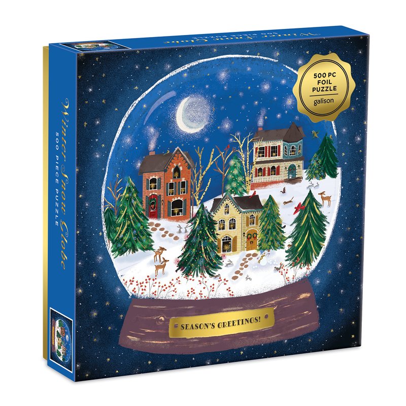 Galison | 500 Pieces | Winter Snow Globe Foil Puzzle