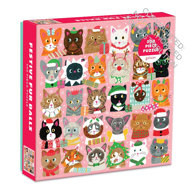 Galison | 500 Pieces |  Festive Fur Balls Puzzle