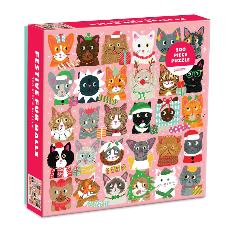 Galison | 500 Pieces |  Festive Fur Balls Puzzle
