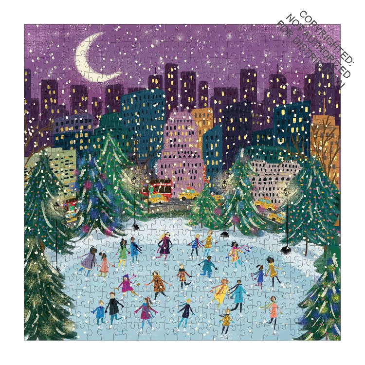 Galison | 500 Pieces | Merry Moonlight Skaters Foil Puzzle