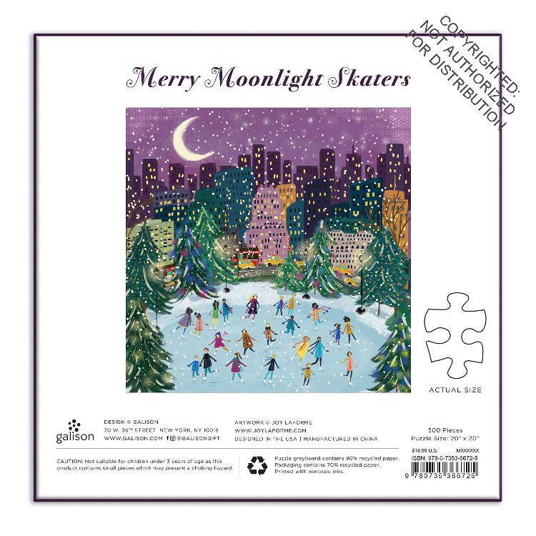 Galison | 500 Pieces | Merry Moonlight Skaters Foil Puzzle