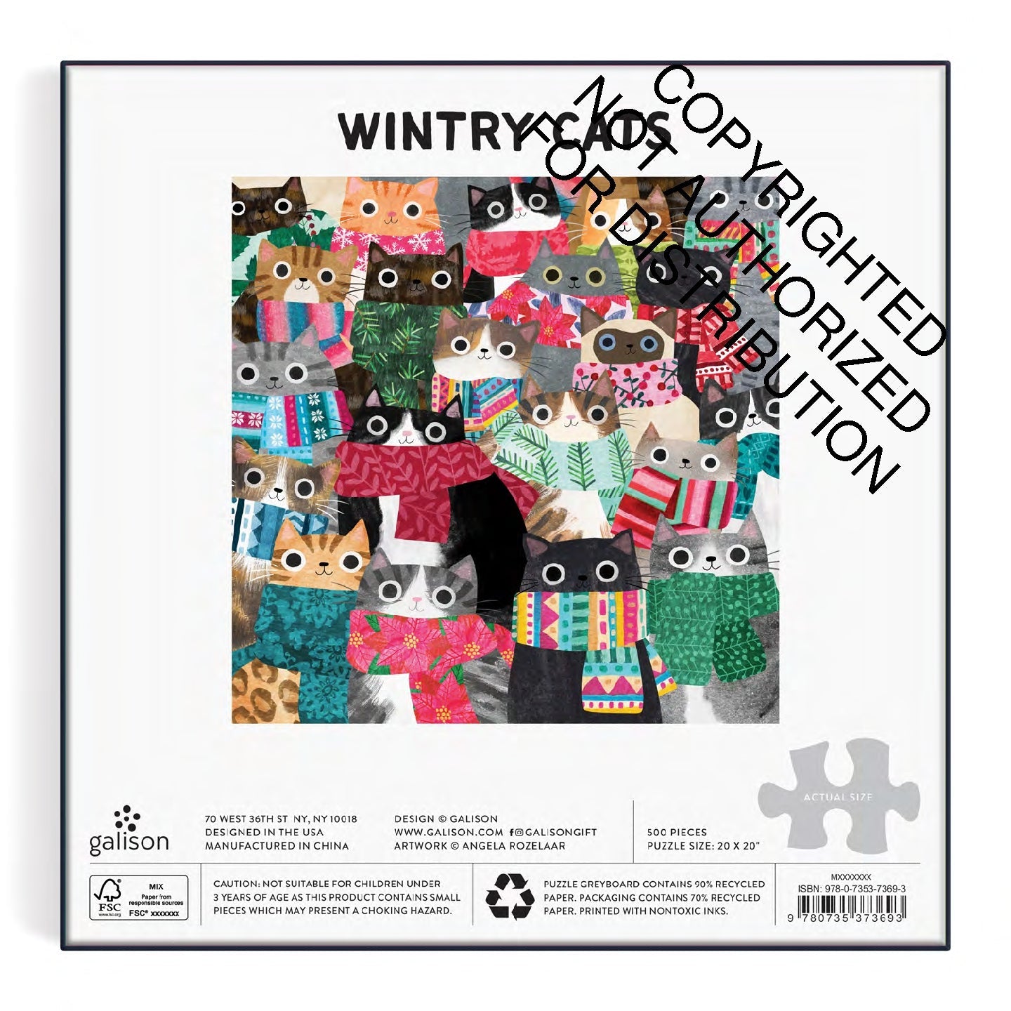 Galison | 500 Pieces |  Wintry Cats Puzzle