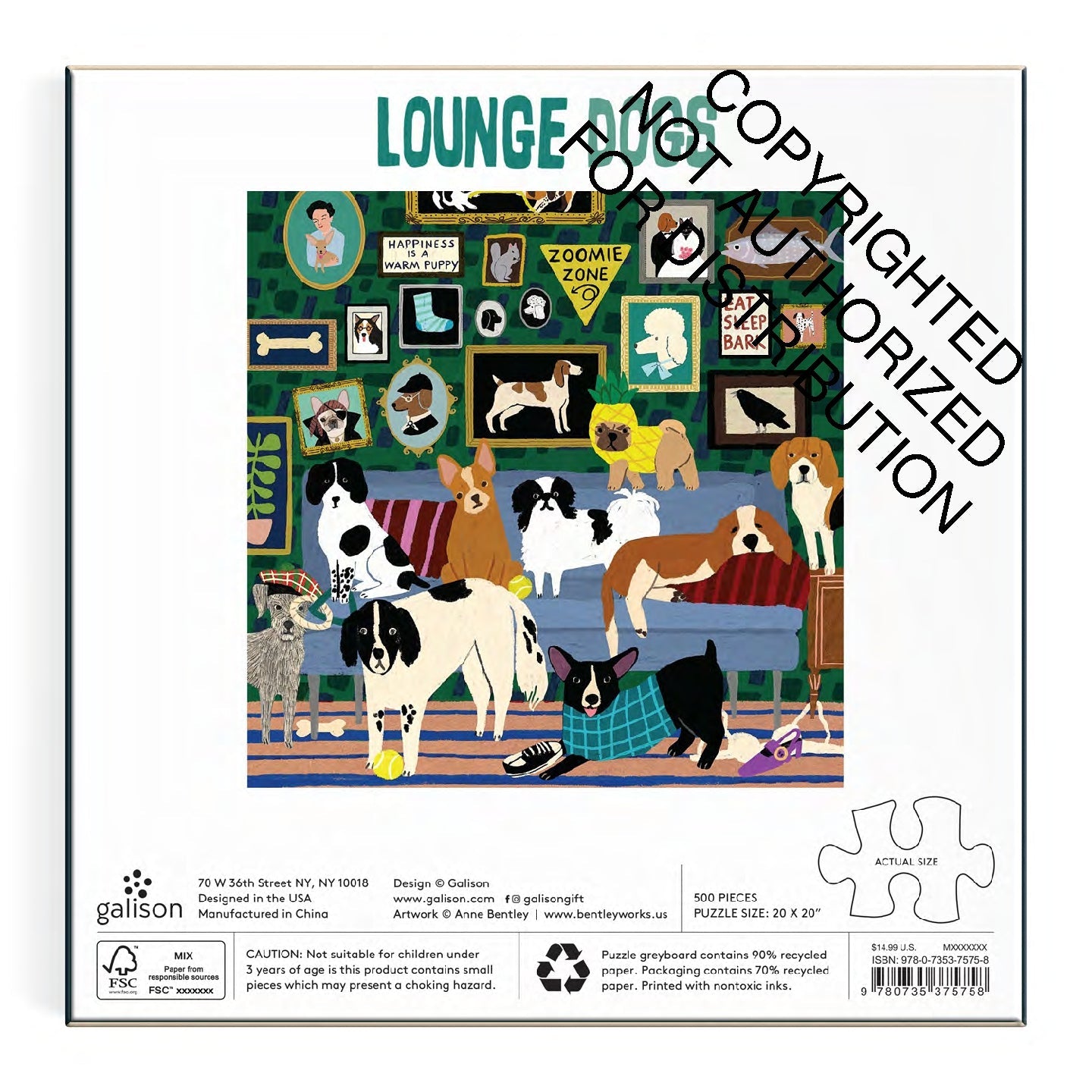Galison | 500 Pieces | Lounge Dogs Puzzle