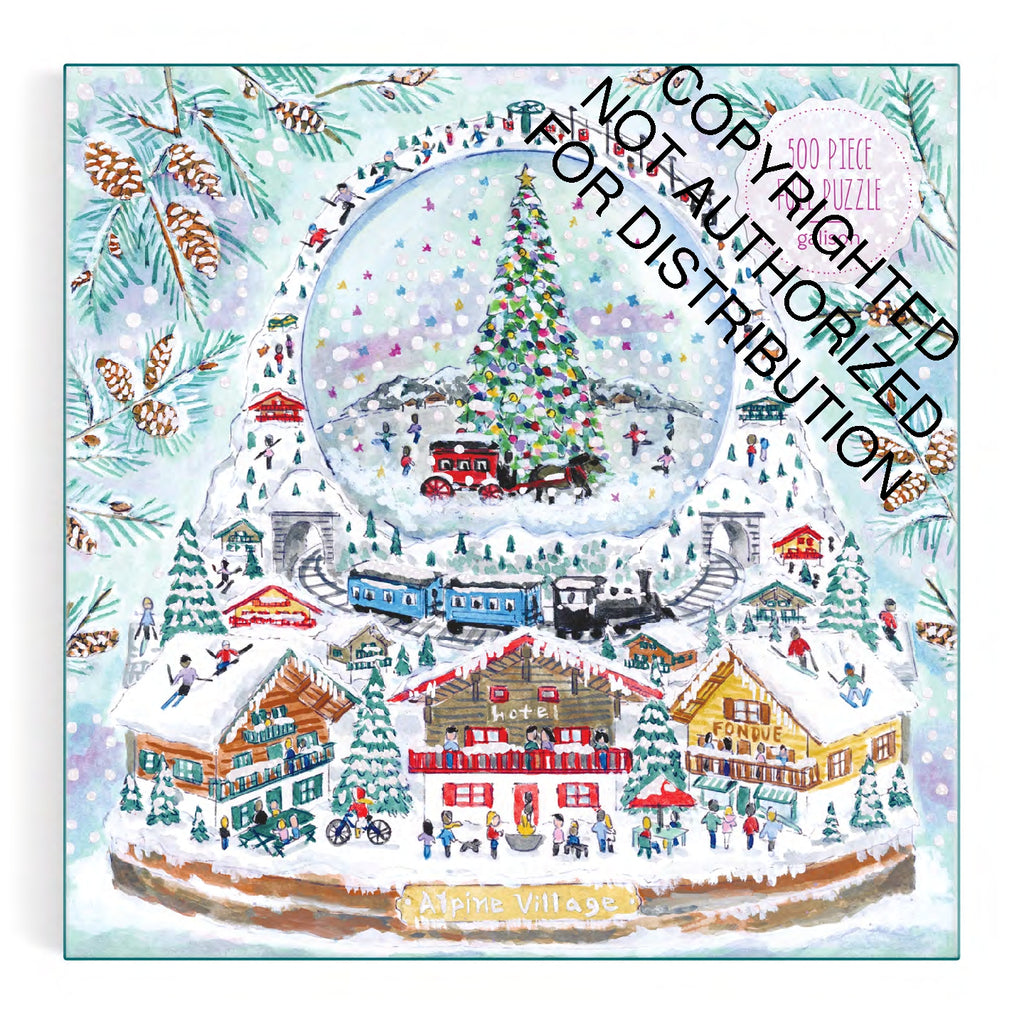 Galison | 500 Pieces | Alpine Village Snowglobe Foil Puzzle