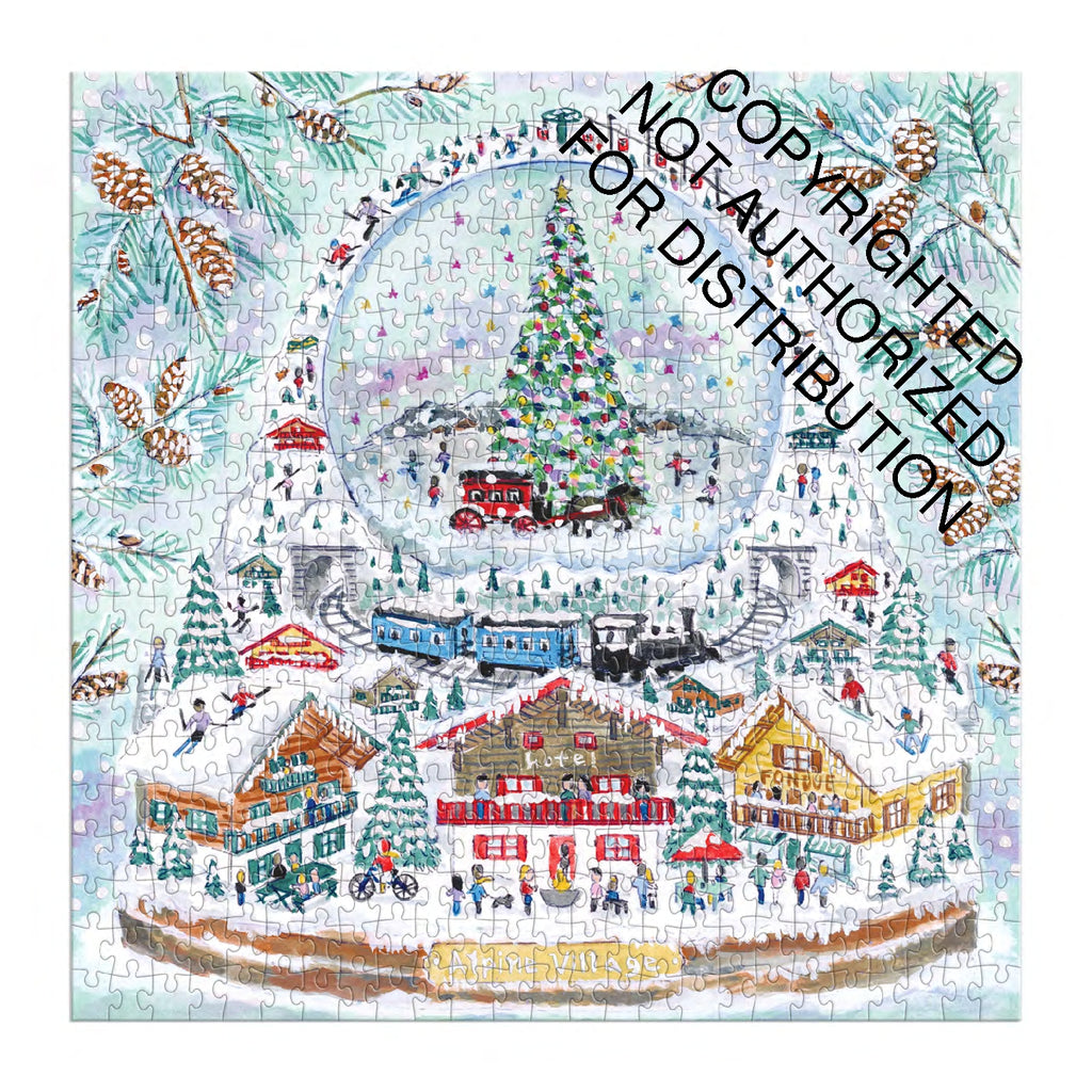 Galison | 500 Pieces | Alpine Village Snowglobe Foil Puzzle