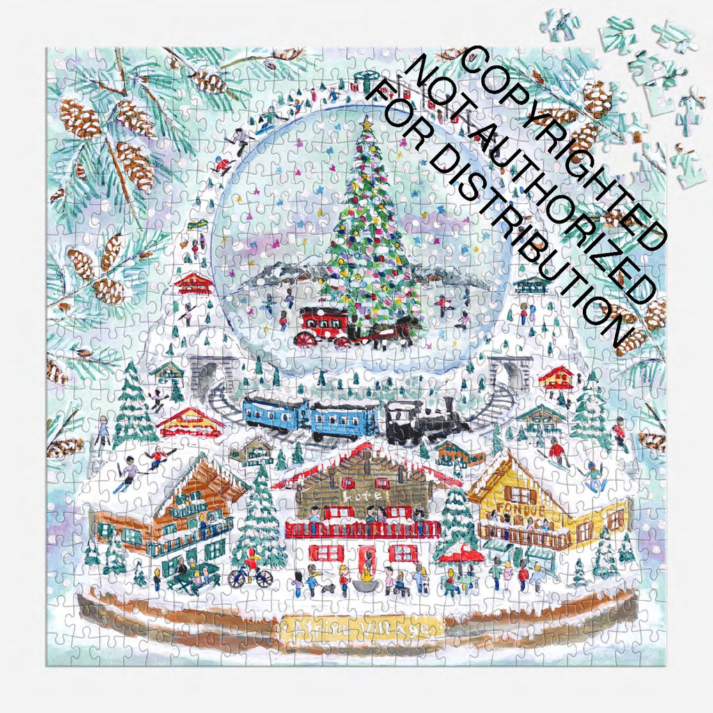 Galison | 500 Pieces | Alpine Village Snowglobe Foil Puzzle