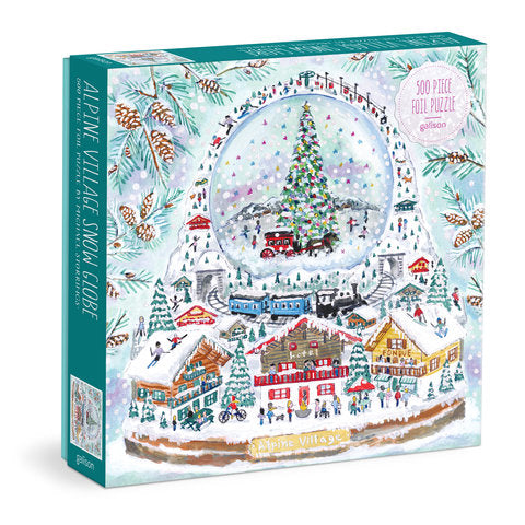 Galison | 500 Pieces | Alpine Village Snowglobe Foil Puzzle