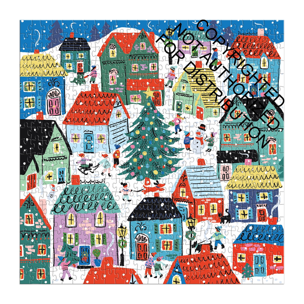 Galison | 500 Pieces | Christmas in the Village House Puzzle