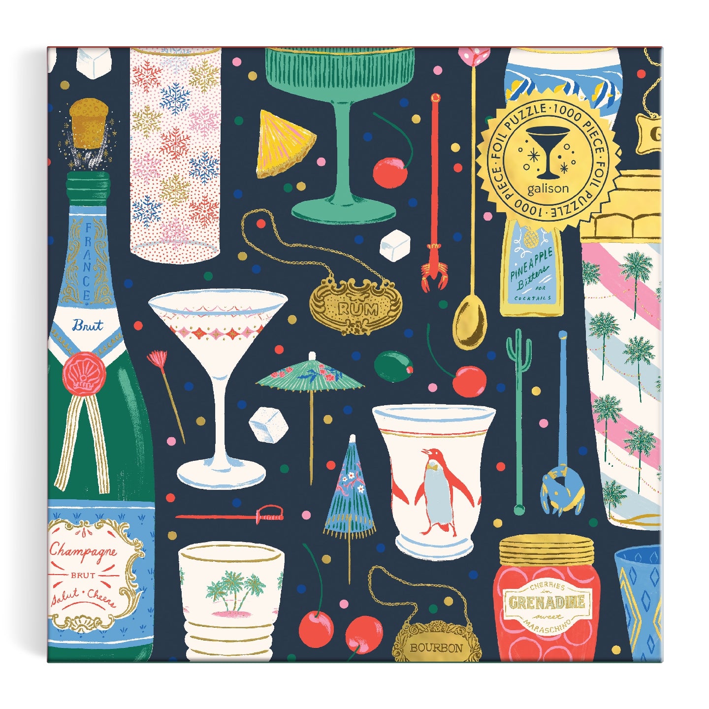 Galison | 1000 Pieces | Merry Mixer Foil Puzzle