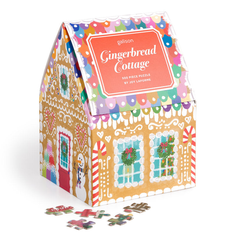 Galison | 500 Pieces | Gingerbread Cottage House Puzzle