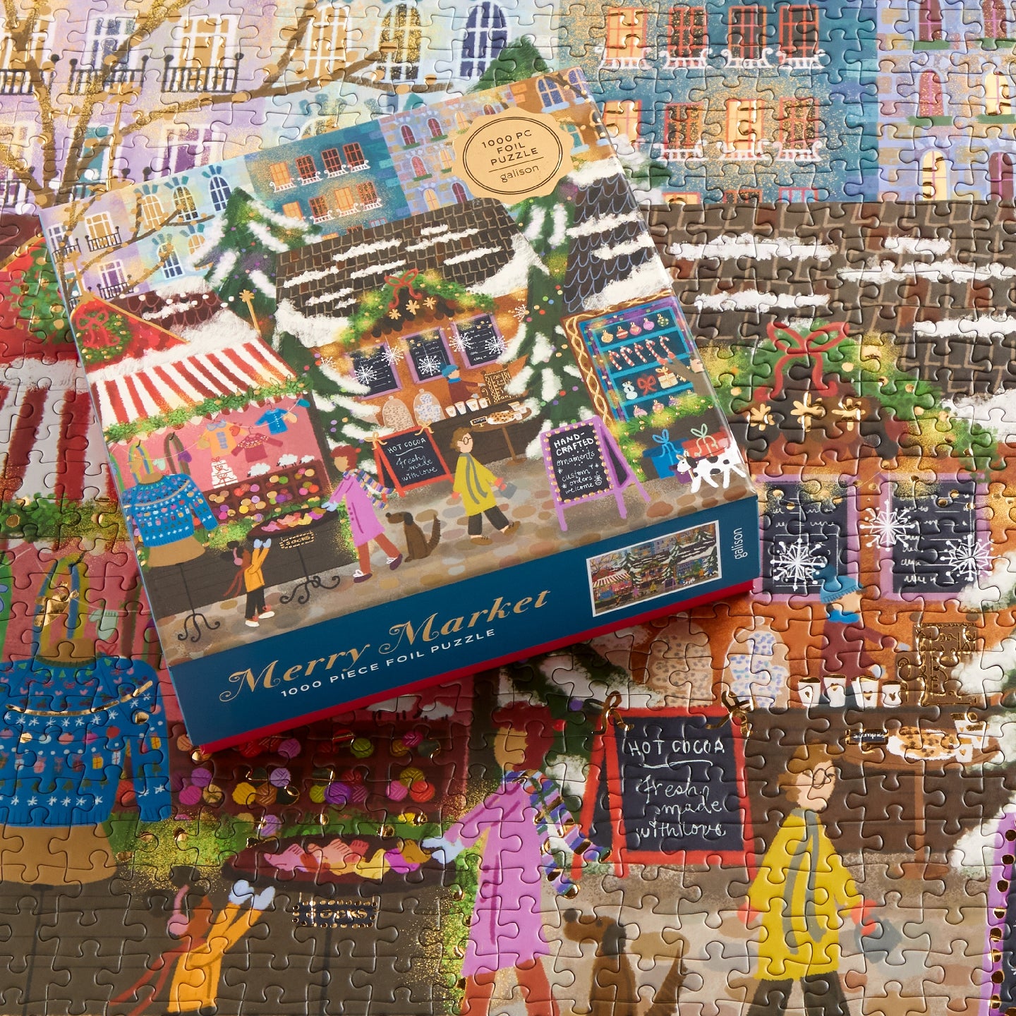 Galison | 1000 Pieces | Merry Market Foil Puzzle