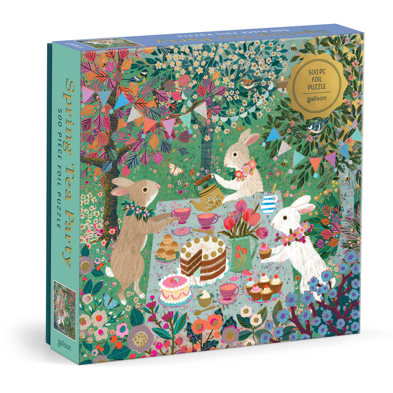 Galison | 500 Pieces | Spring Tea Party Foil Puzzle