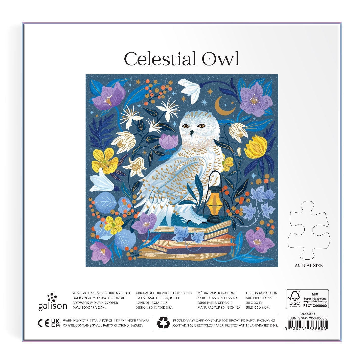 Galison | 500 Pieces | Celestial Owl Foil Puzzle