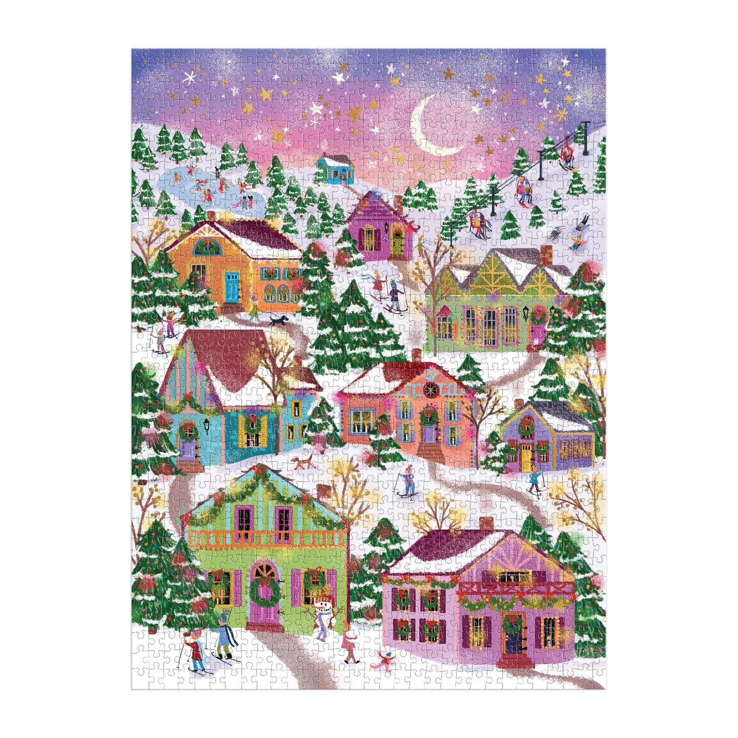 Galison | 1000 Pieces | Snowcap Village Foil Puzzle