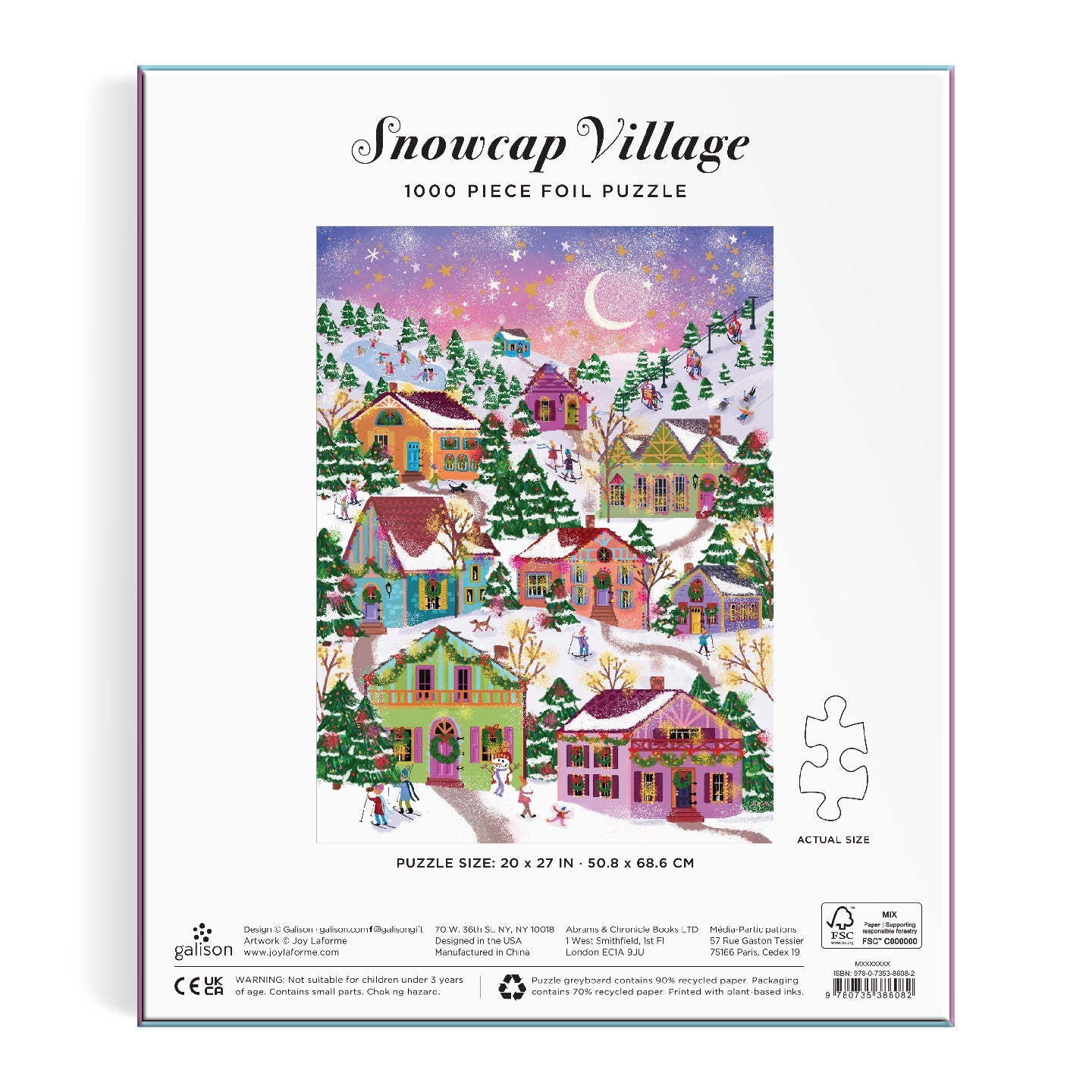 Galison | 1000 Pieces | Snowcap Village Foil Puzzle