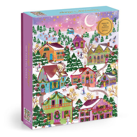 Galison | 1000 Pieces | Snowcap Village Foil Puzzle