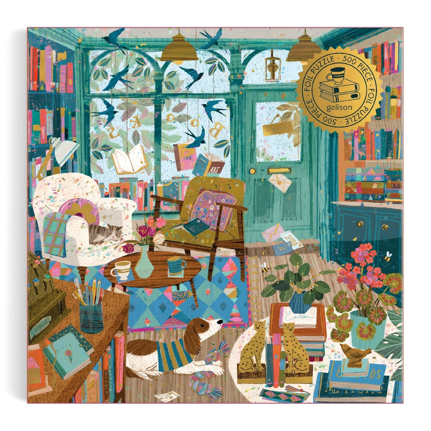 Galison | 500 Pieces | Bookshop Afternoon Foil Puzzle