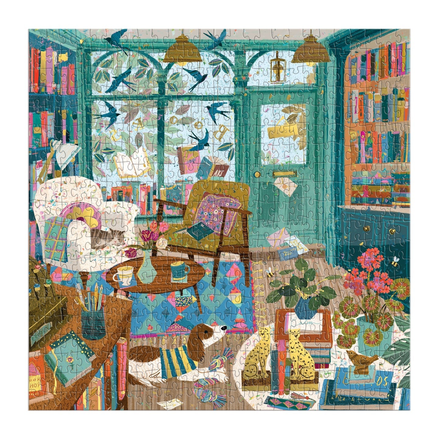 Galison | 500 Pieces | Bookshop Afternoon Foil Puzzle