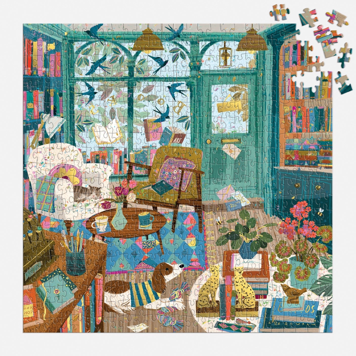 Galison | 500 Pieces | Bookshop Afternoon Foil Puzzle