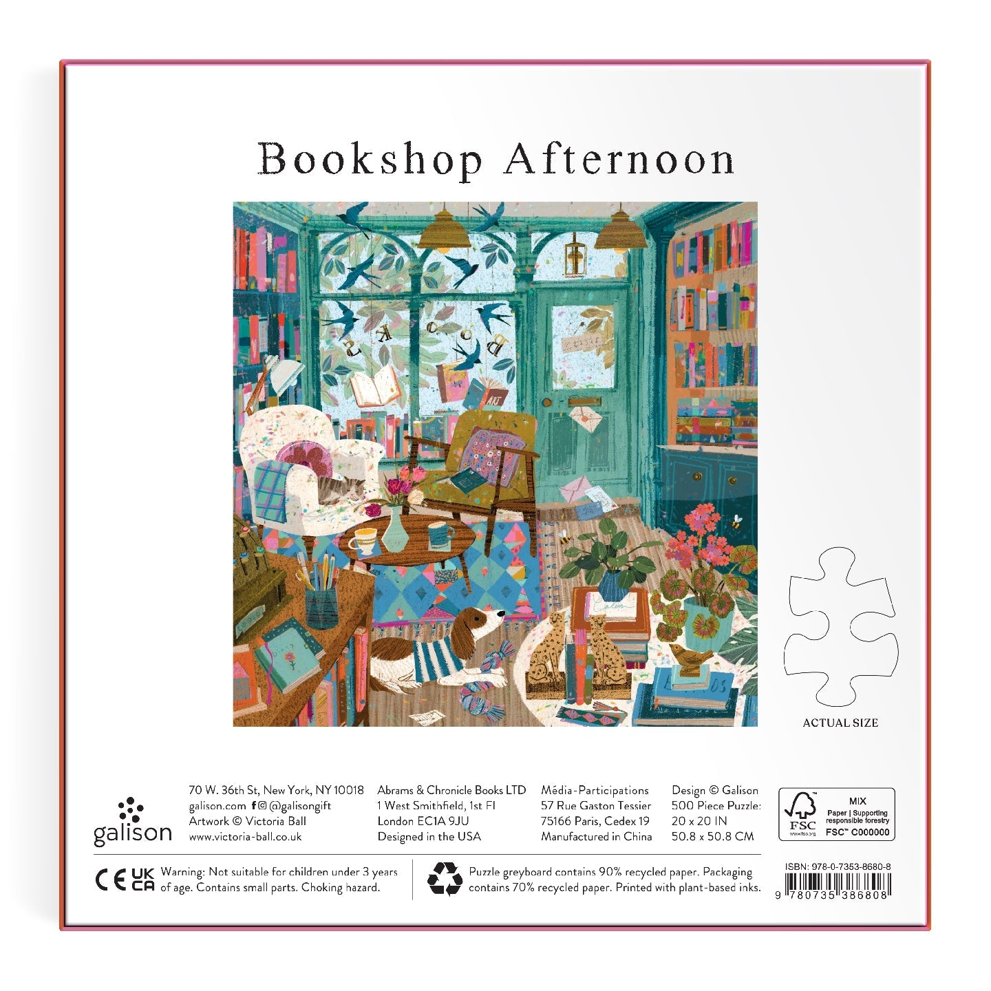 Galison | 500 Pieces | Bookshop Afternoon Foil Puzzle