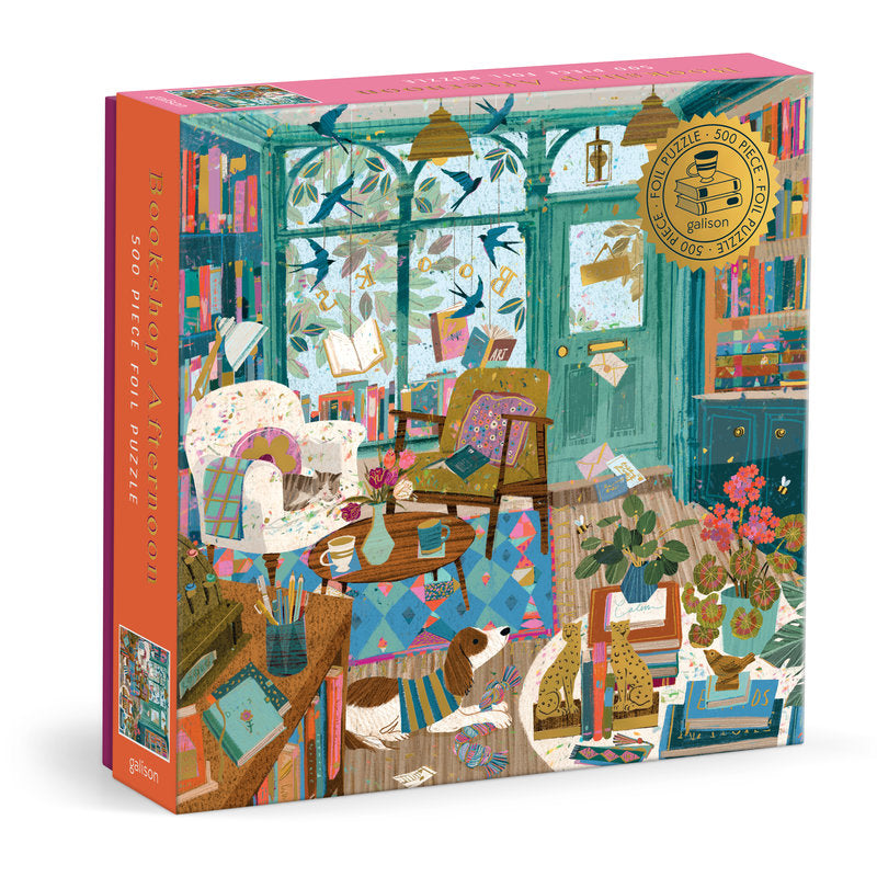 Galison | 500 Pieces | Bookshop Afternoon Foil Puzzle