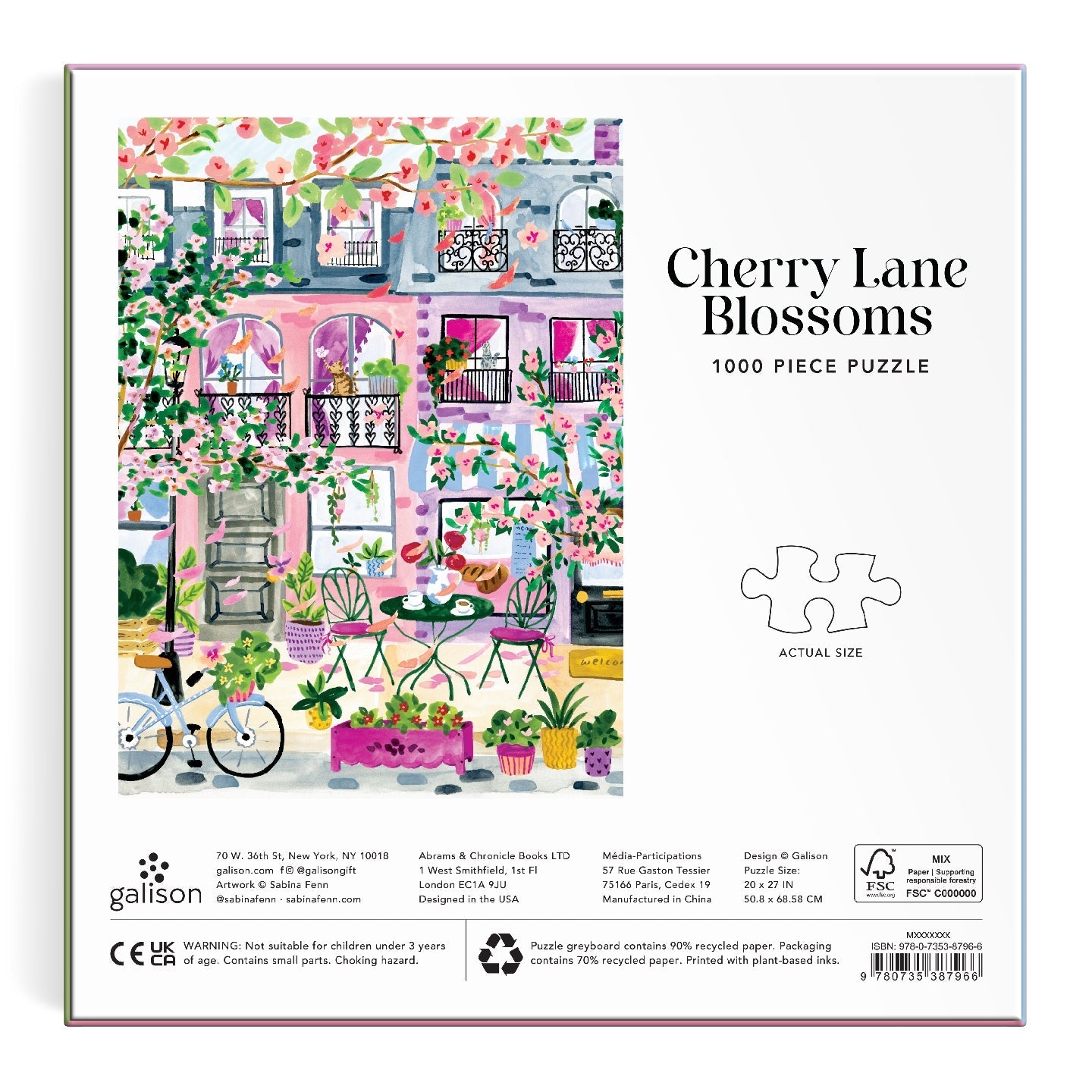 Galison | 1000 Pieces | Cherry Lane Blossoms Puzzle