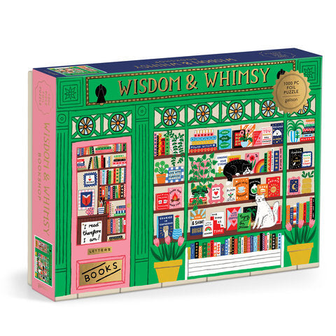 Galison | 1000 Pieces | Wisdom & Whimsy Bookshop Foil Puzzle