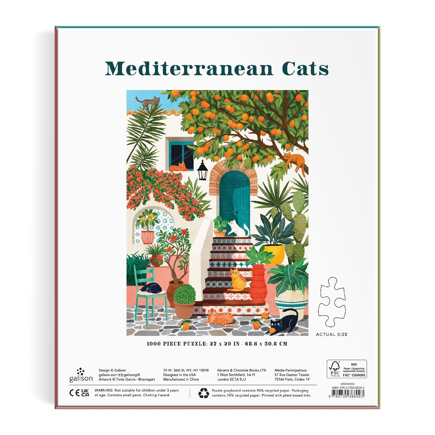 Galison | 1000 Pieces | Mediterranean Cats Puzzle