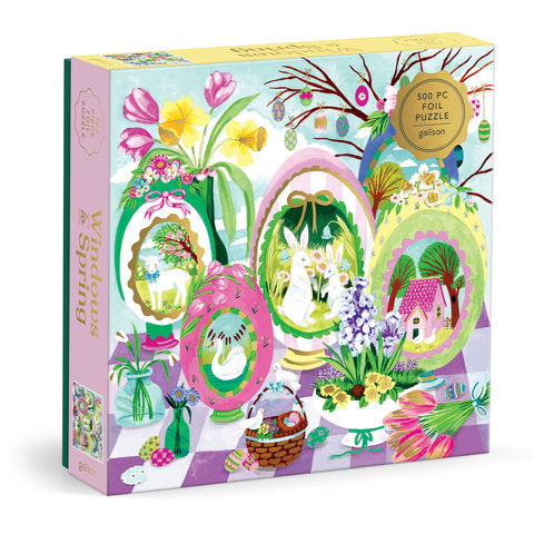 Galison | 500 Pieces | Windows To Spring Foil Puzzle