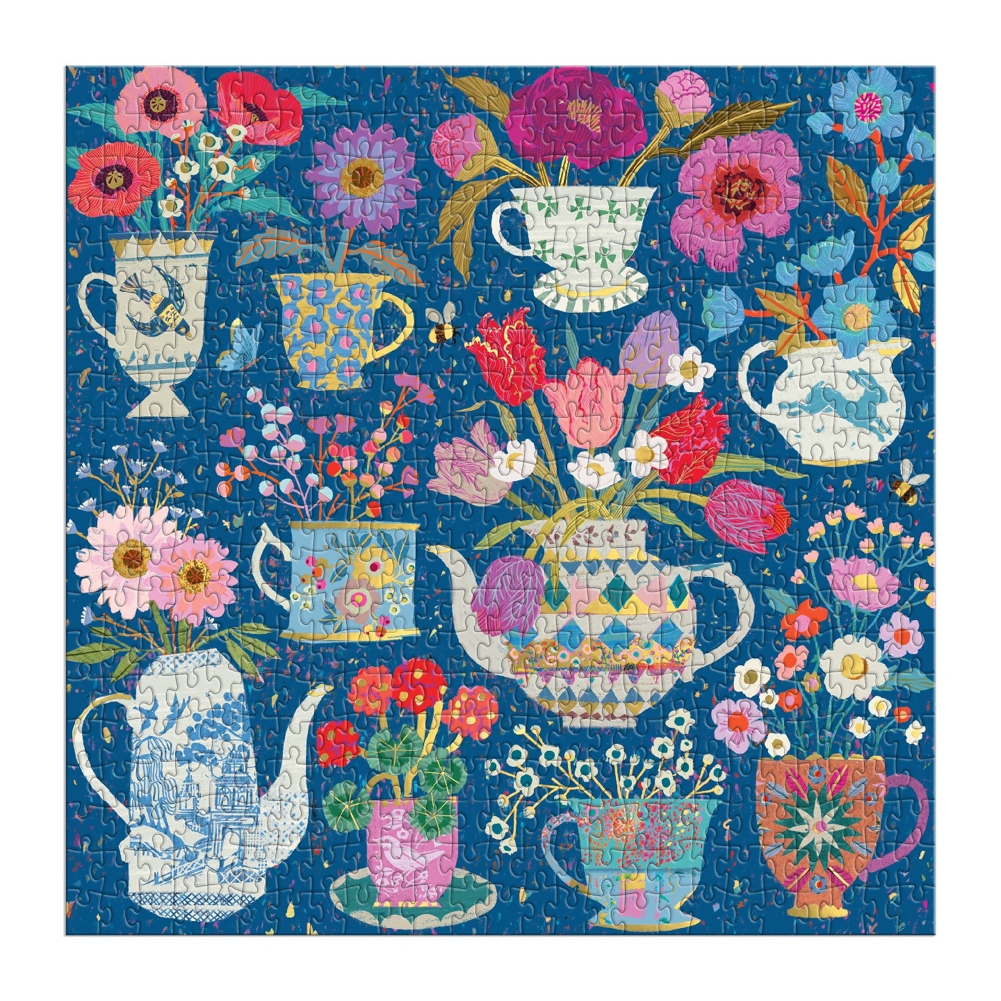 Galison | 500 Pieces | Potted Teacups Foil Puzzle
