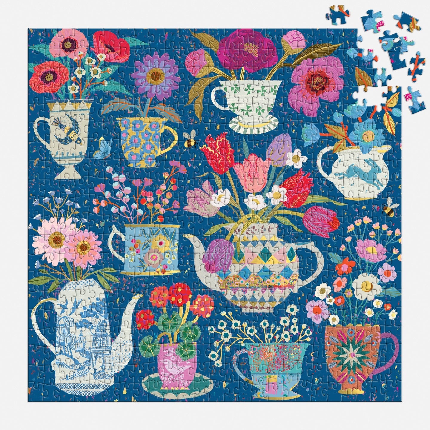 Galison | 500 Pieces | Potted Teacups Foil Puzzle