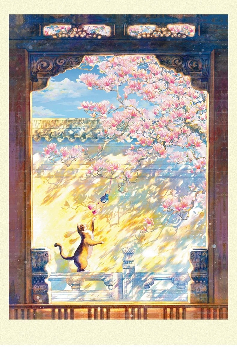 TOI | 1000 Pieces | Magnolia Tree & Cat-Holographic Finish 兰窗絮语镭射款