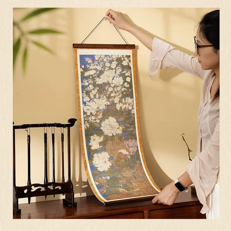 TOI | 1000 Pieces | Blooming Flowers Fabric Puzzle with Hanging Scroll 玉堂富贵布面款带卷轴