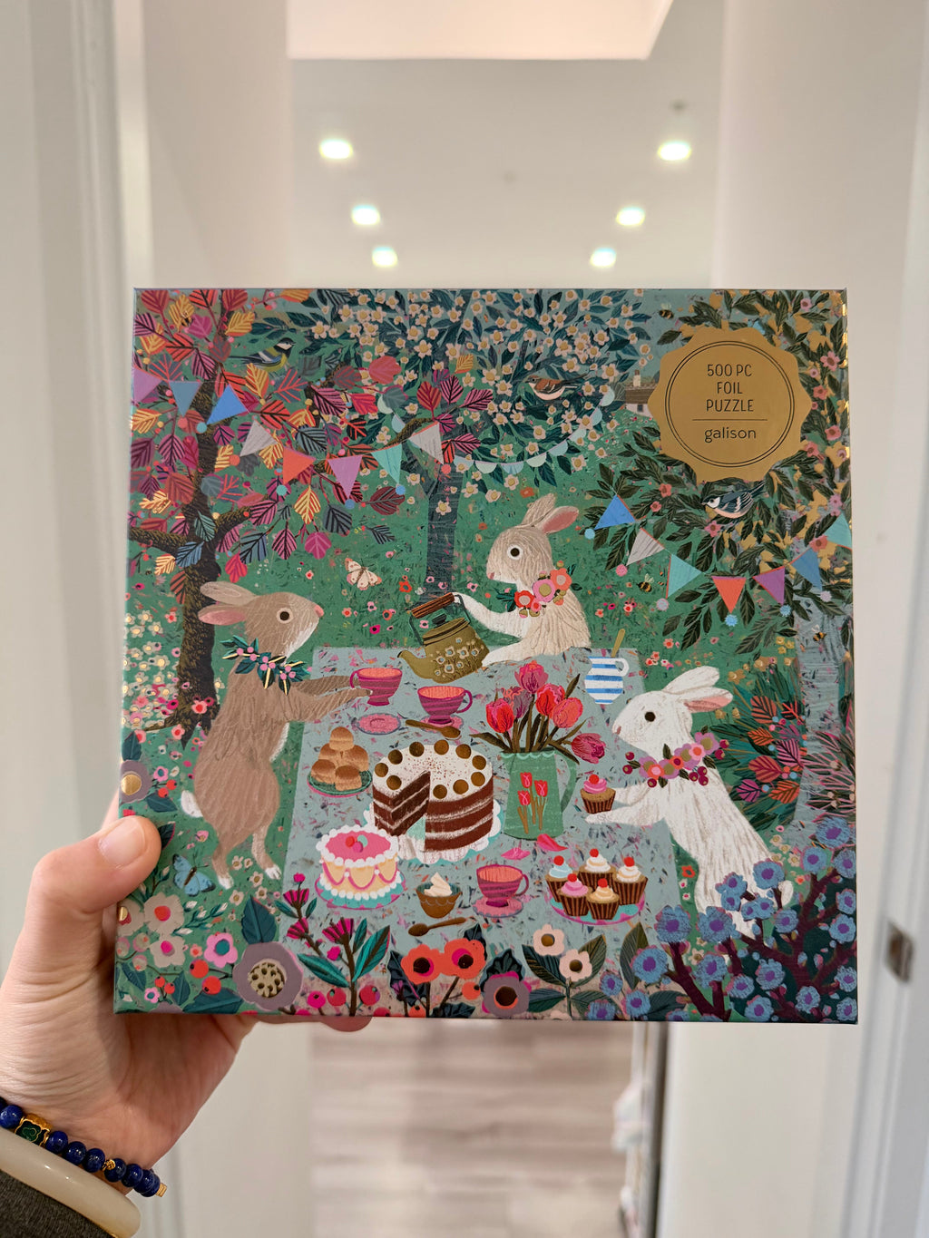 Galison | 500 Pieces | Spring Tea Party Foil Puzzle