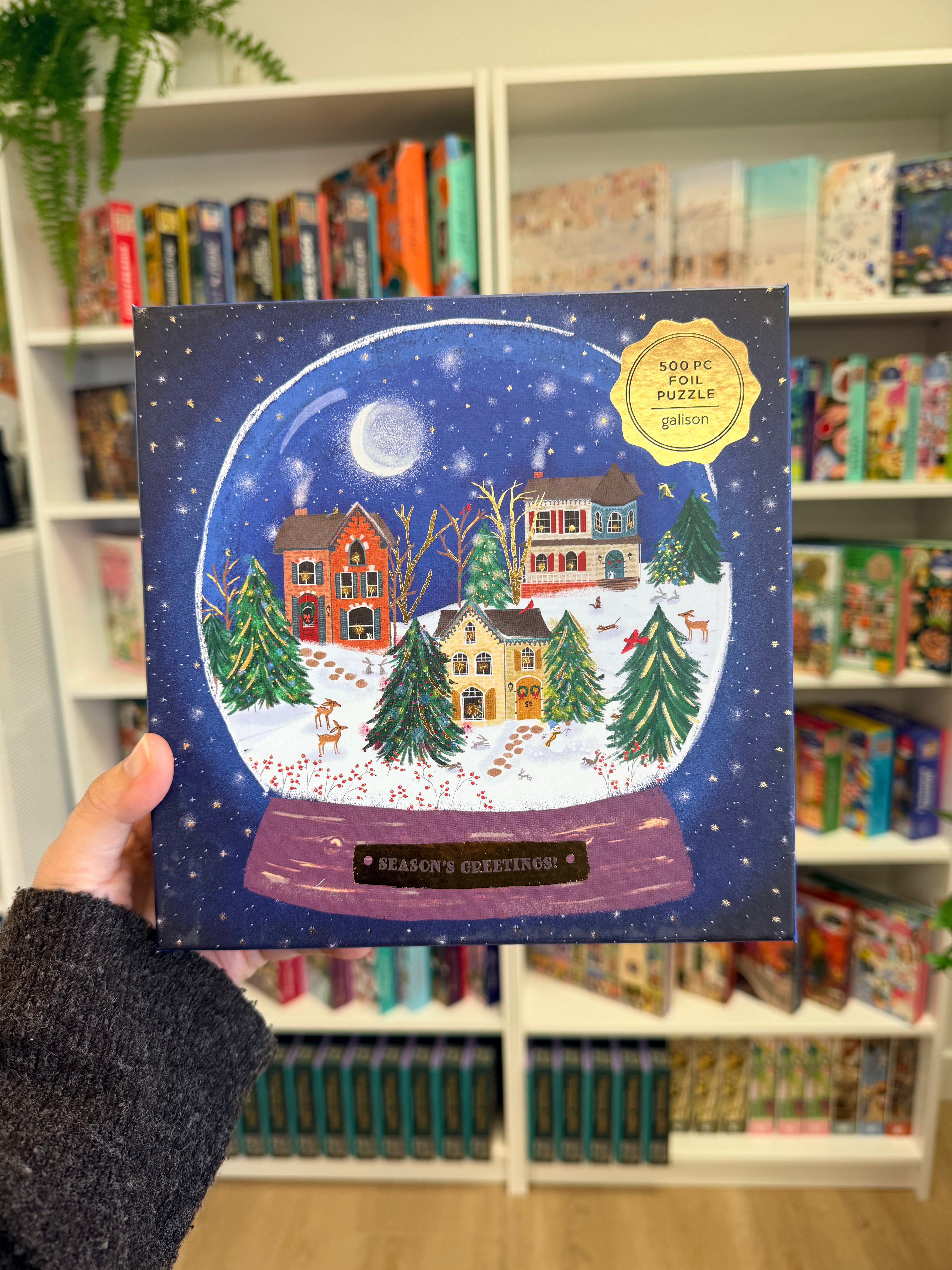 Galison | 500 Pieces | Winter Snow Globe Foil Puzzle